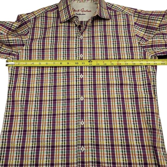 Robert Graham Exclusive Mens S Shirt Flip Cuff Dress Purple Pastel Plaid - Picture 8 of 12
